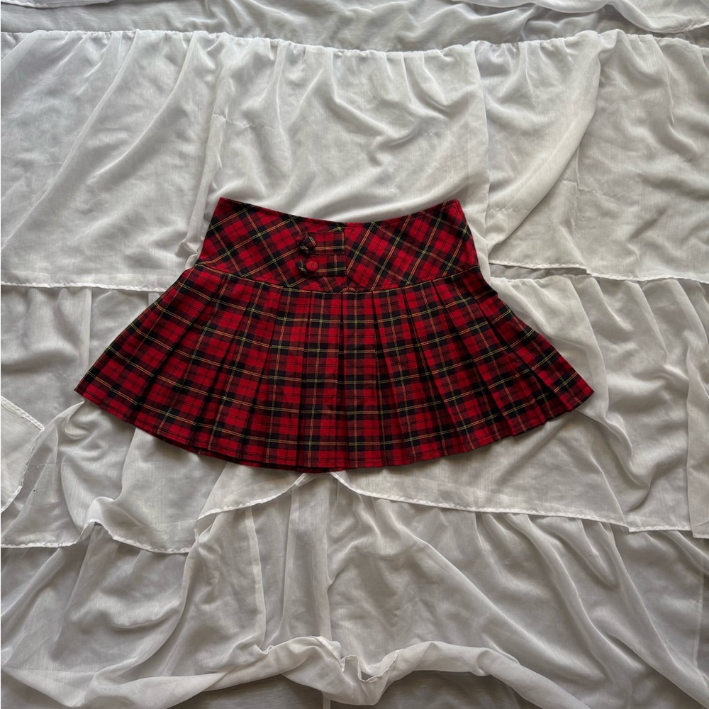 Boohoo Pleated Plaid Skirt